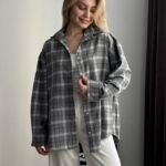 mru Oversize pilki languoti marškiniai