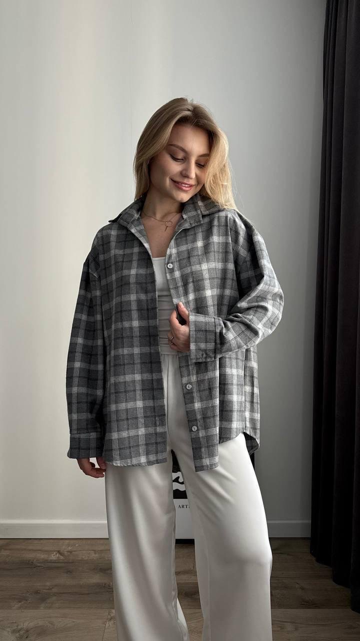 mru Oversize pilki languoti marškiniai
